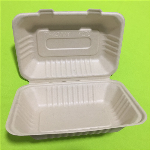 biodegradable sugarcane pulp clamshell box