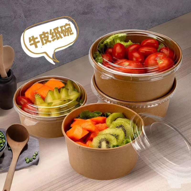 Printing Salad Paper Bowl With PET Lid